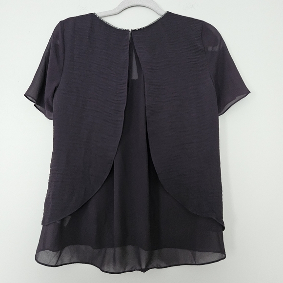 Rebecca Taylor plum layers sheer blouse size 2 - Picture 7 of 8